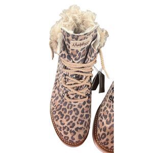 Montelliana Animal Print Mutton Sheep Hair Leather Boots Size 38 1/2 EU/ 7 1/2 U